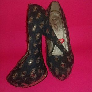 👠SZ 7👠 DISTRESS DENIM SILVER GLITTER ON BOTTOM